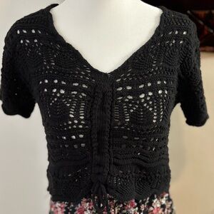 Floris  Vintage/Y2K Black Crochet Women Top
Made in Italy  Sz M/L